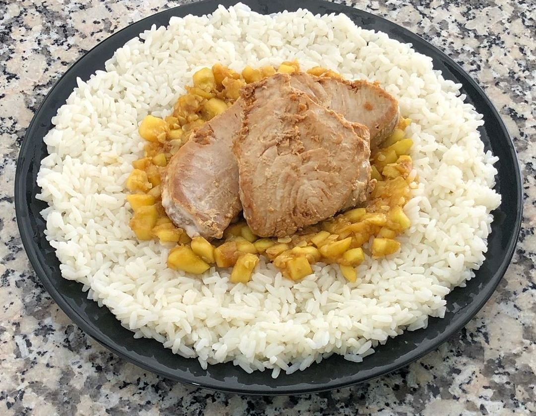 Lomos de atún con calabacin y soja Lomos de atún con calabacin y soja