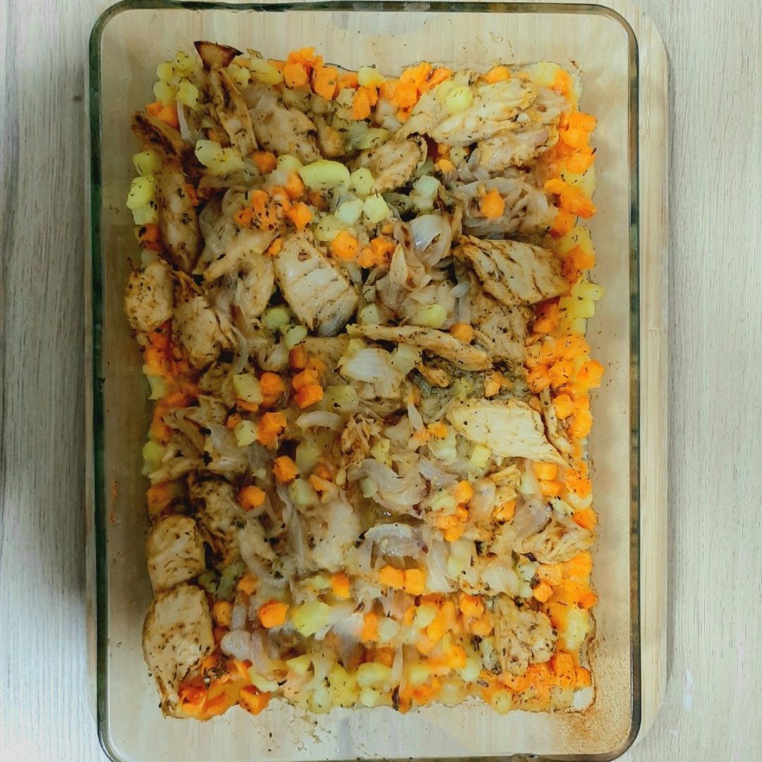 Heura al horno con Patata, Boniato Heura al horno con Patata, Boniato