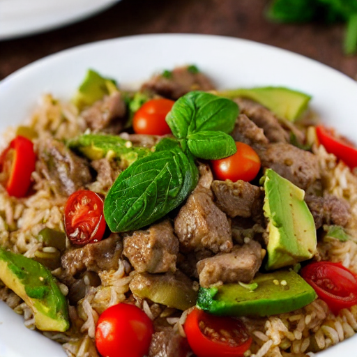 Arroz salteado con verduras y carne Arroz salteado con verduras y carne