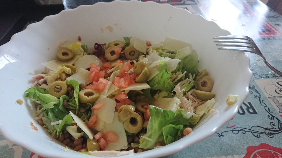 Ensalada de lentejas con Parmigiano 