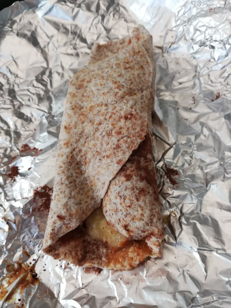 Torta integral  100% con crema de cacahuete, platano y cacao Paso 1