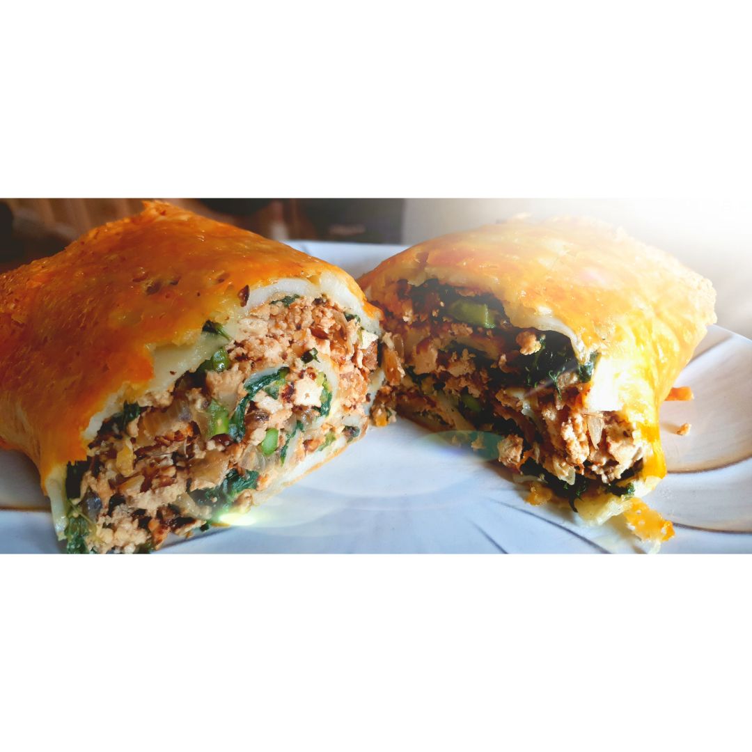 Rollo de patata, tofu, espinacas, espárragos trigueros y queso al horno Paso 1
