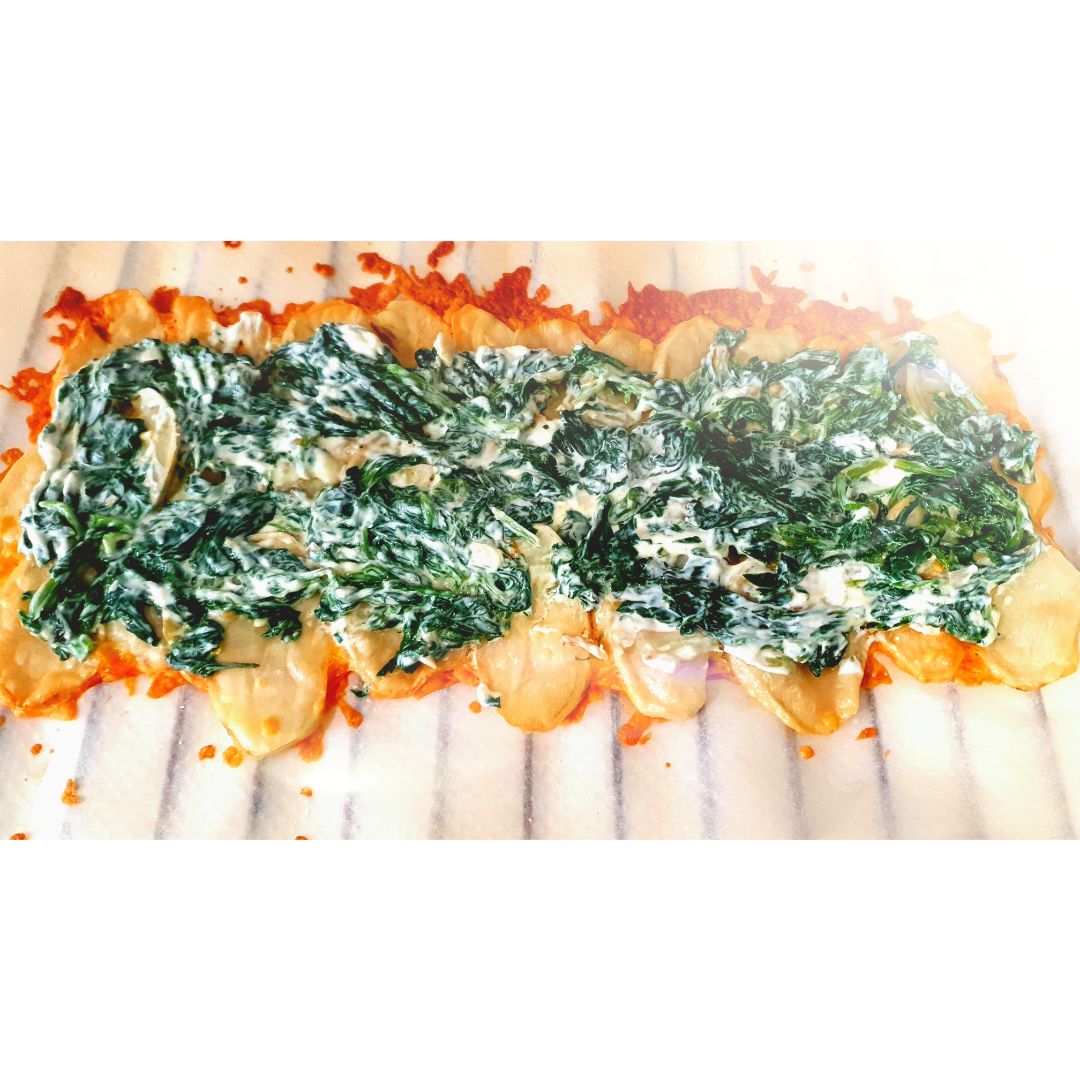 Rollo de patata, tofu, espinacas, espárragos trigueros y queso al horno Paso 2