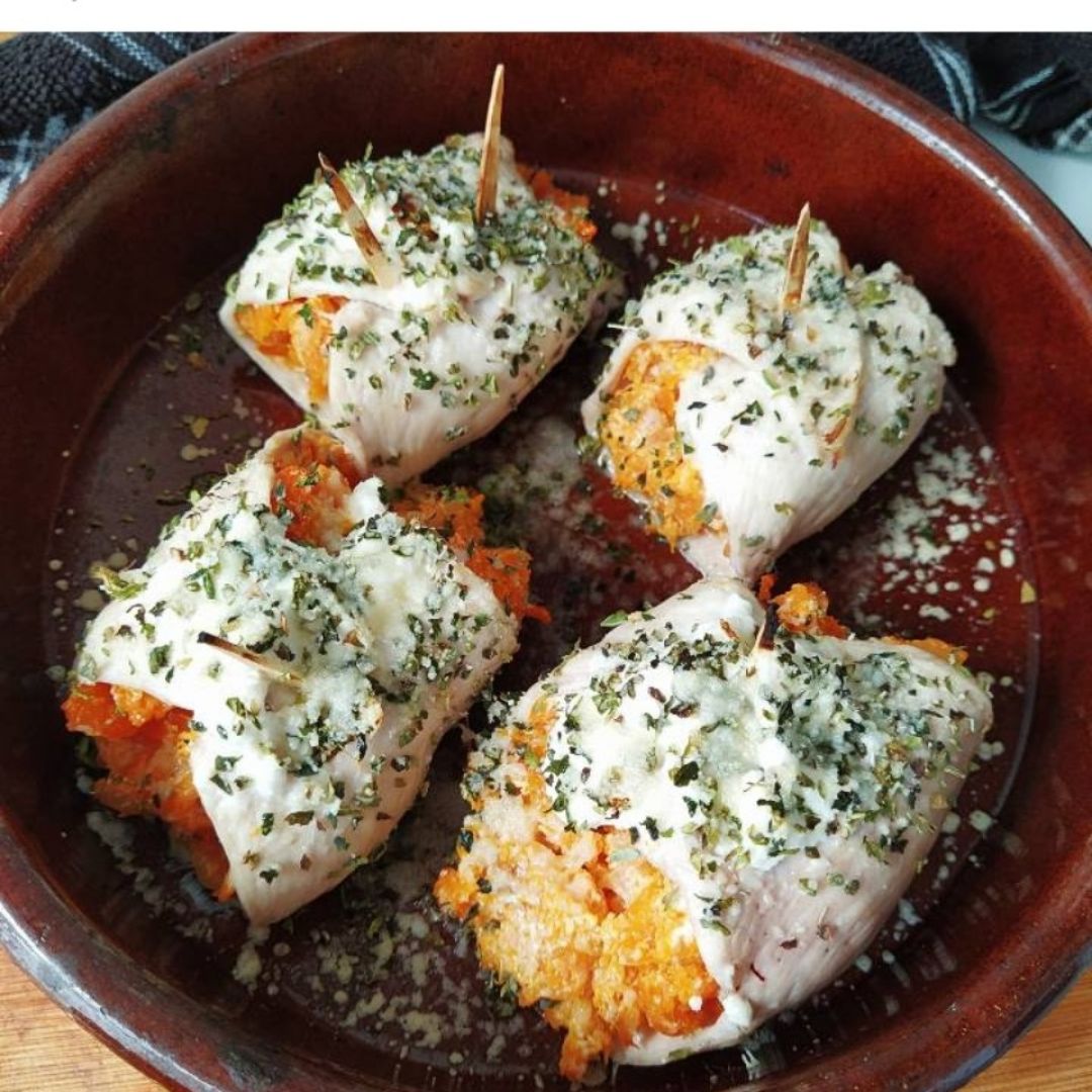 Pechugas rellenas de calabaza y queso ricota
