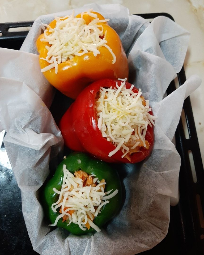 Pimientos rellenos con soja texturizada 
