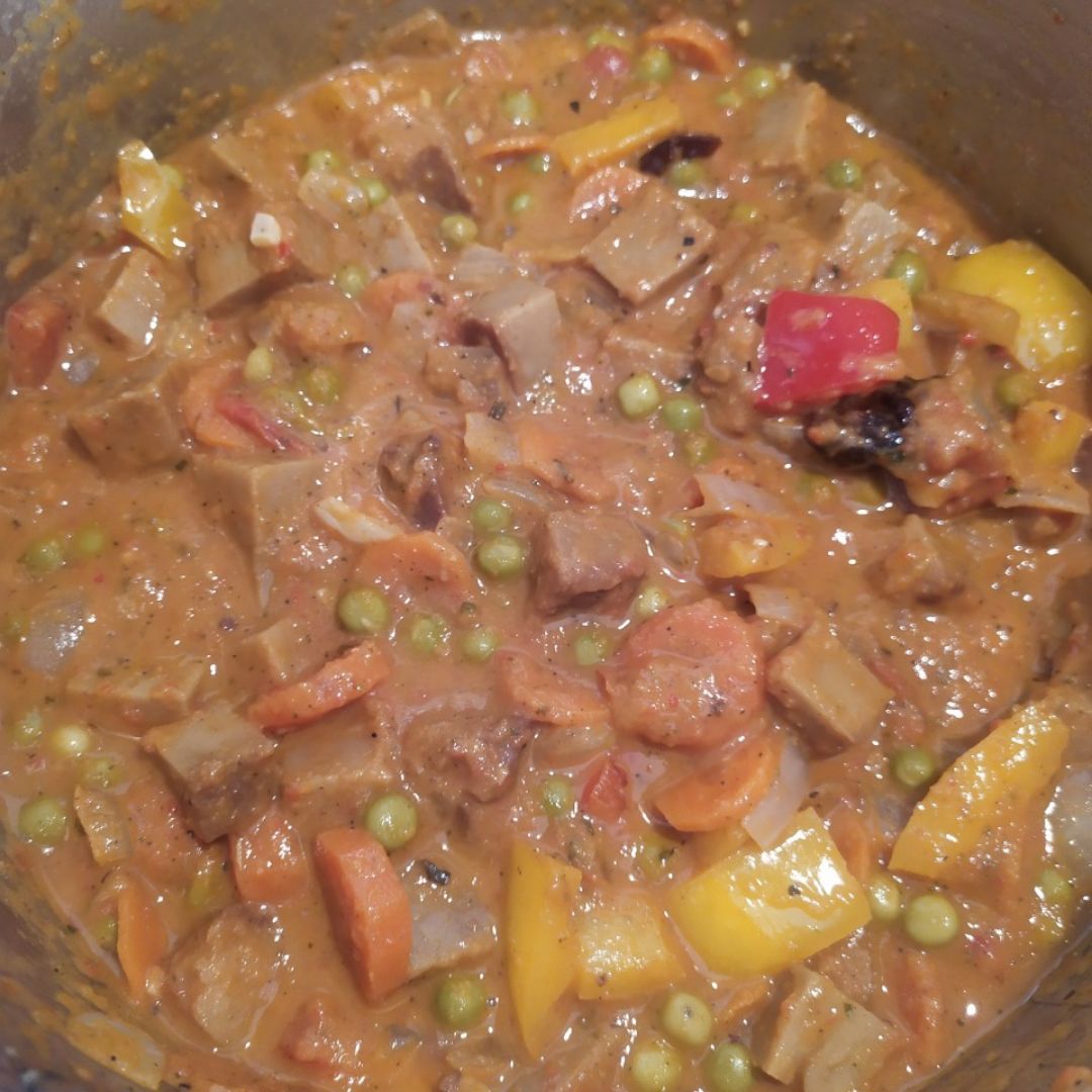 Seitán en salsa de verduras con cuscús Paso 4 Seitán en salsa de verduras con cuscús Paso 4