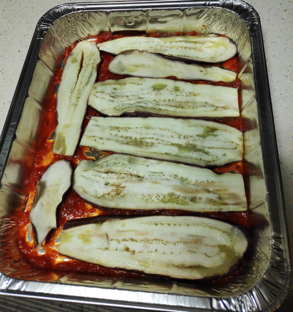Lasaña de berenjena con espinacas, setas y jamón. Paso 2 Lasaña de berenjena con espinacas, setas y jamón. Paso 2