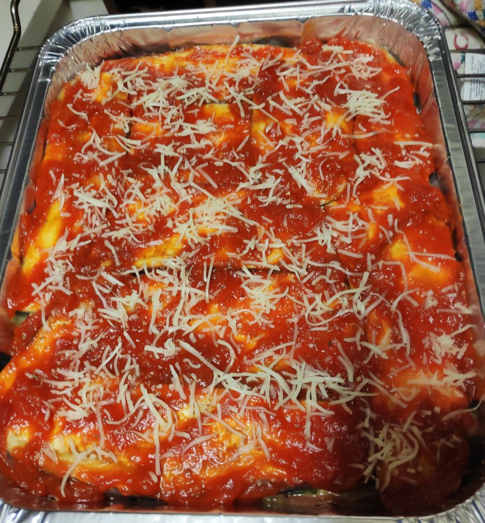 Lasaña de berenjena con espinacas, setas y jamón. Paso 5 Lasaña de berenjena con espinacas, setas y jamón. Paso 5