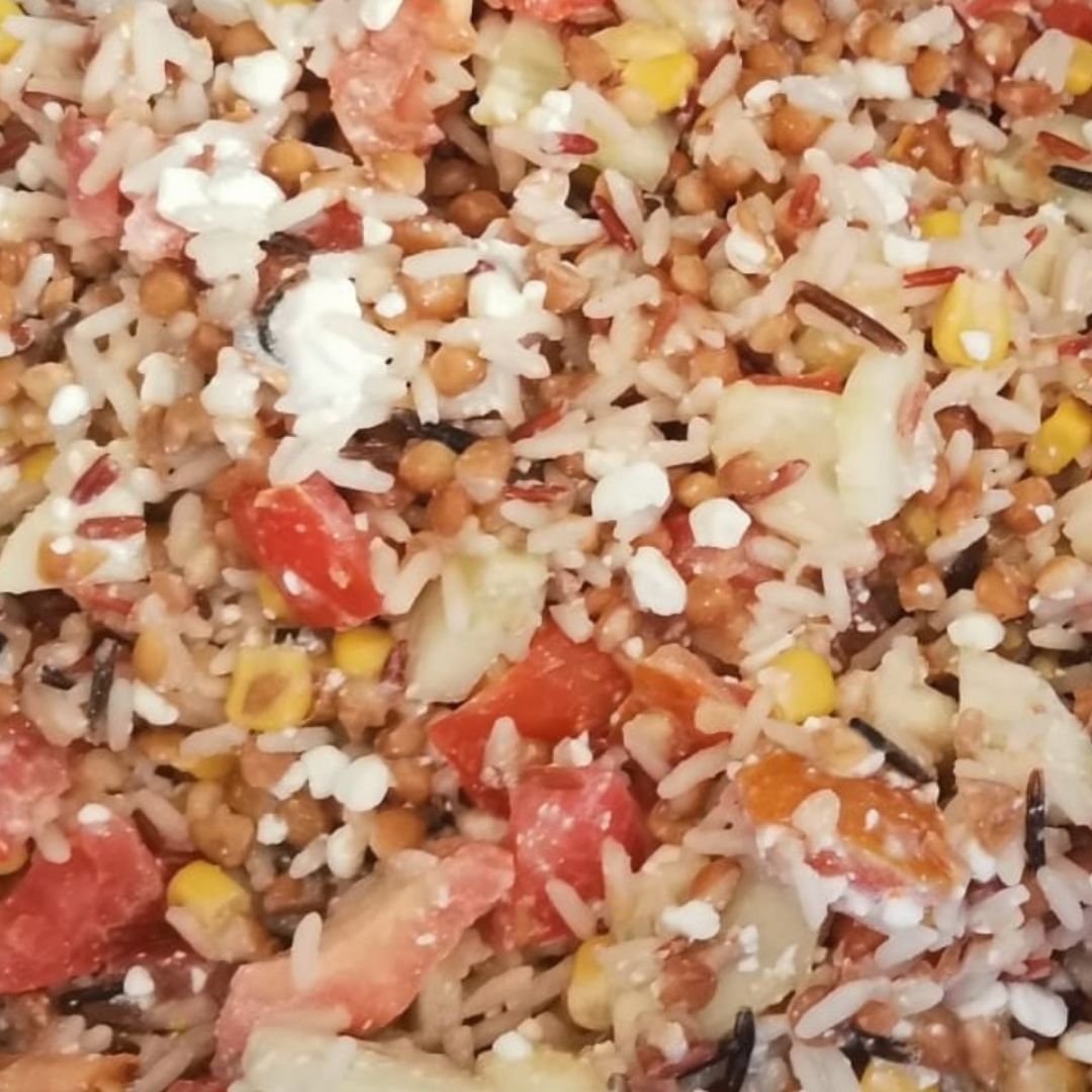 Ensalada de lentejas y arroz salvaje