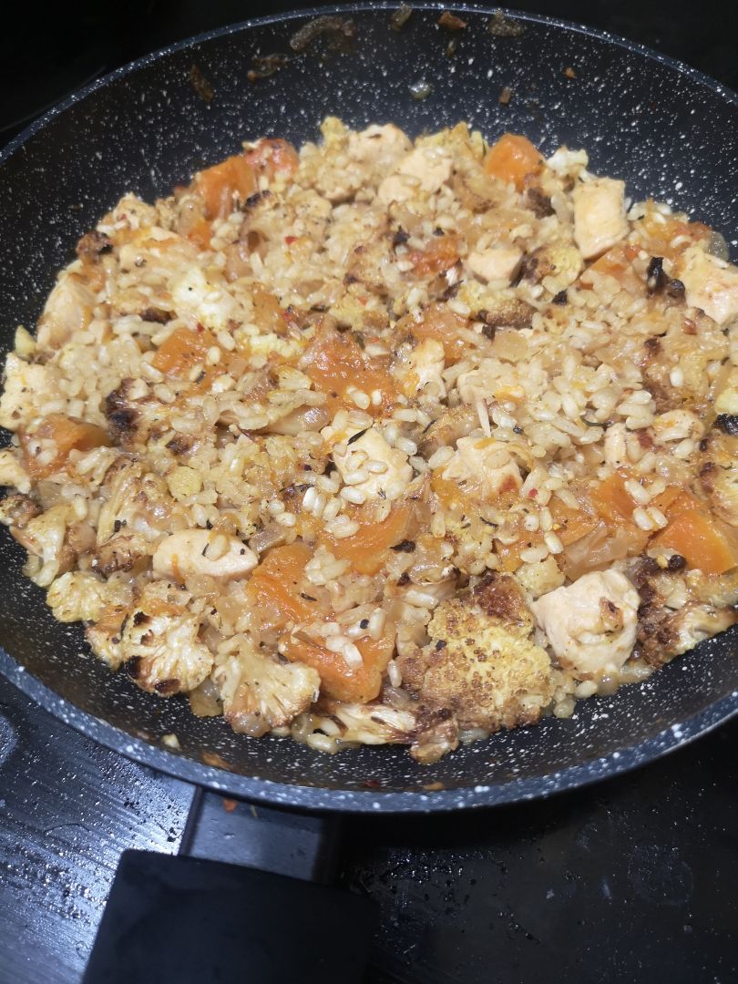 Arroz de calabaza, coliflor y pollo
