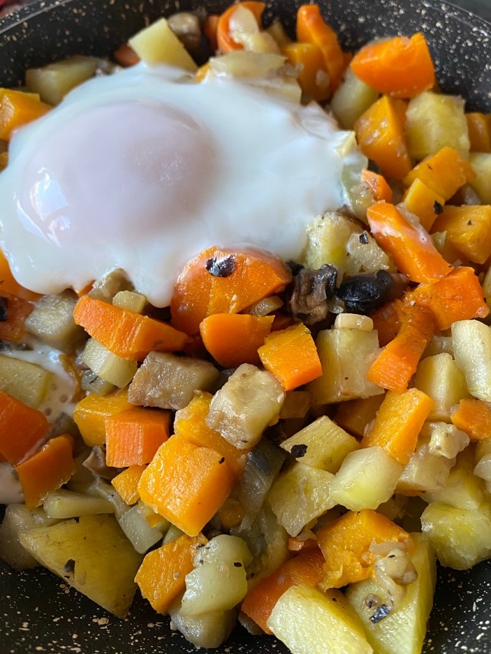 Verduras con huevo al vapor Verduras con huevo al vapor