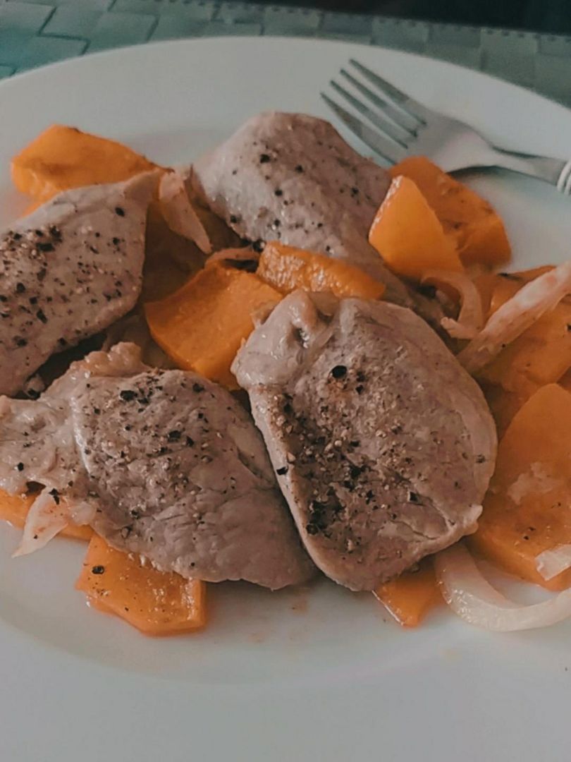 Solomillo al horno con calabaza asada Solomillo al horno con calabaza asada