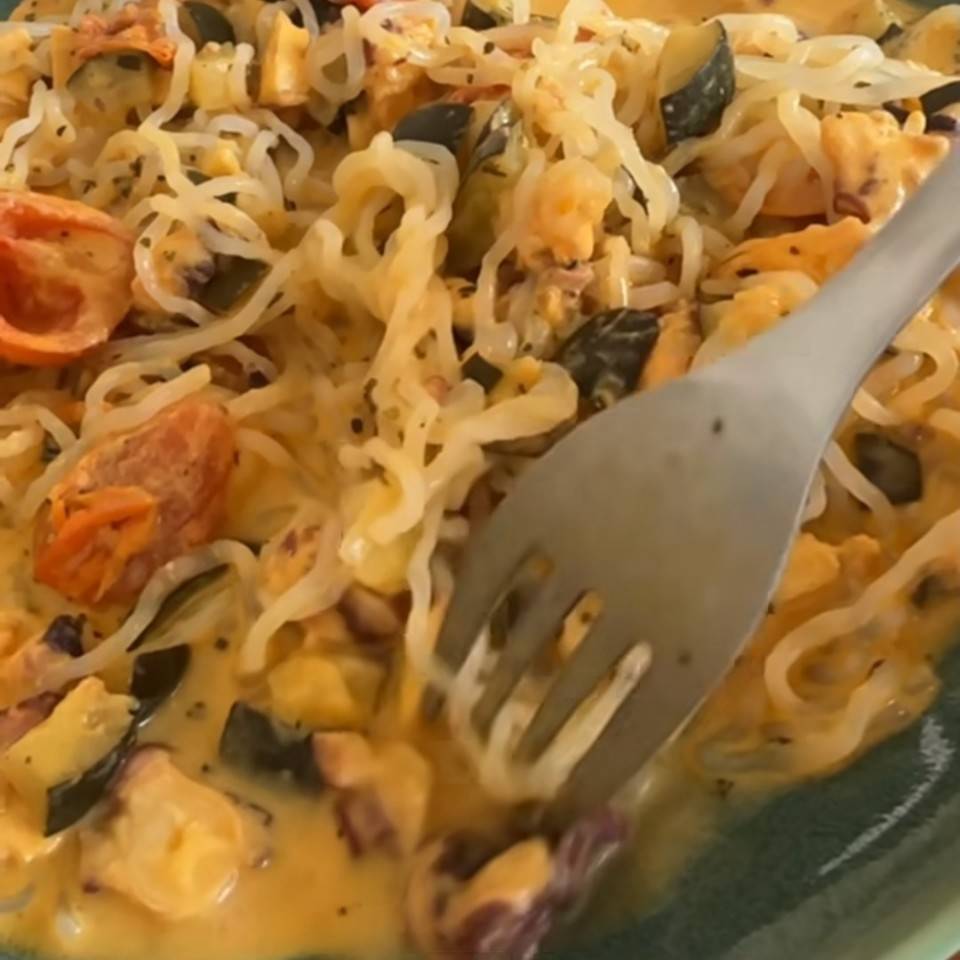 Pasta konjac con humus casero i pulo Pasta konjac con humus casero i pulo