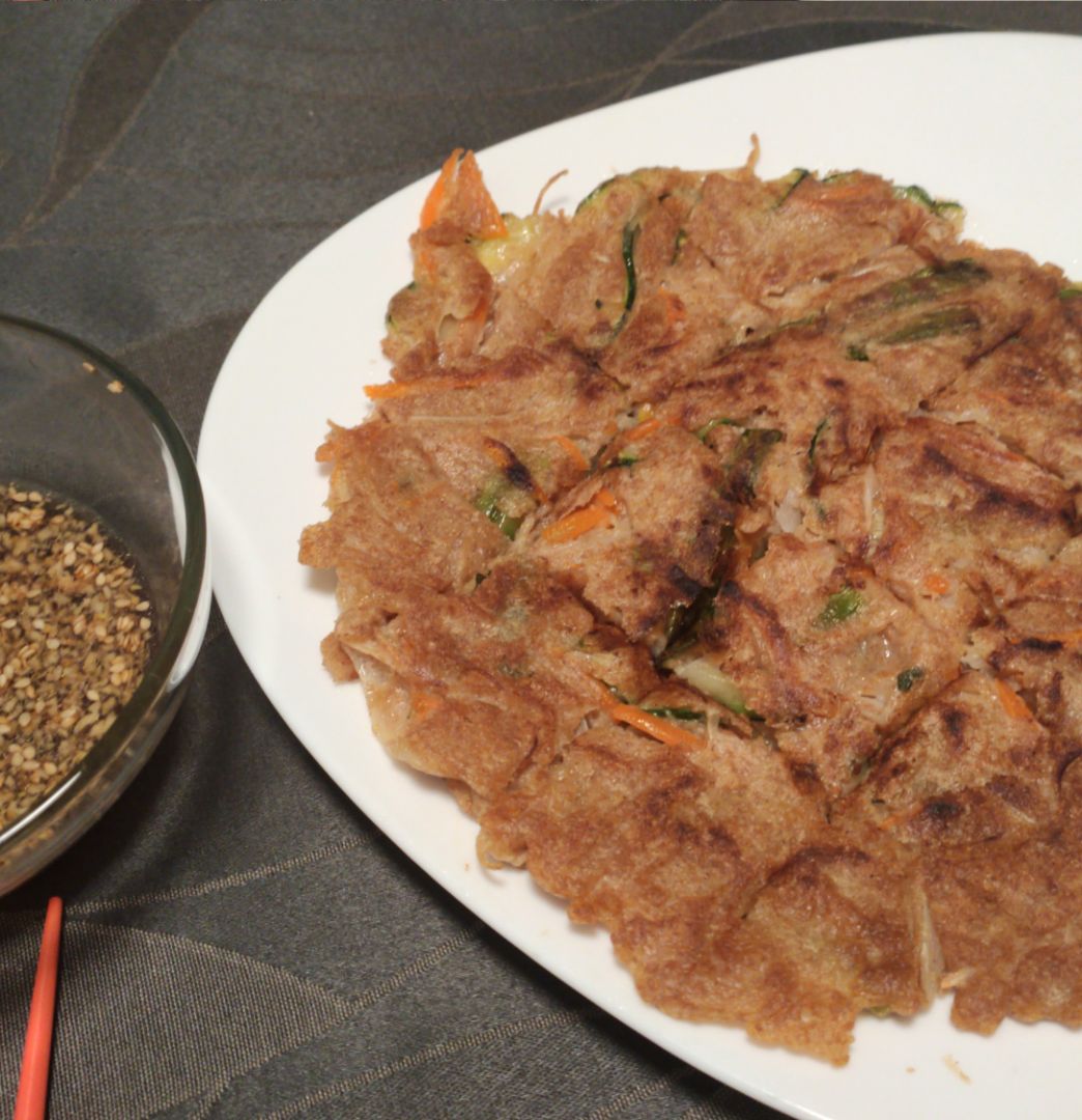 Pancake coreano de espelta integral con verduras Pancake coreano de espelta integral con verduras