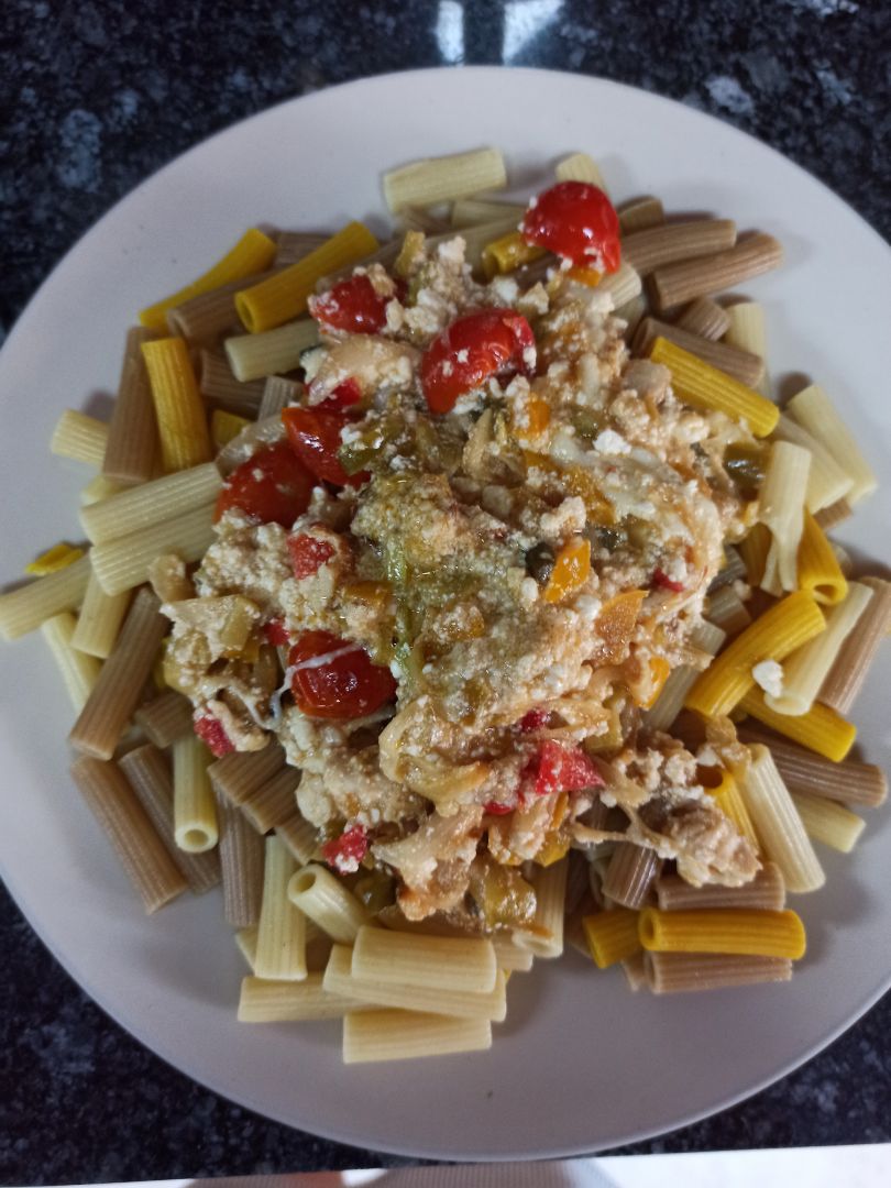 Pasta con verduras, pollo y crema de queso Paso 3 Pasta con verduras, pollo y crema de queso Paso 3