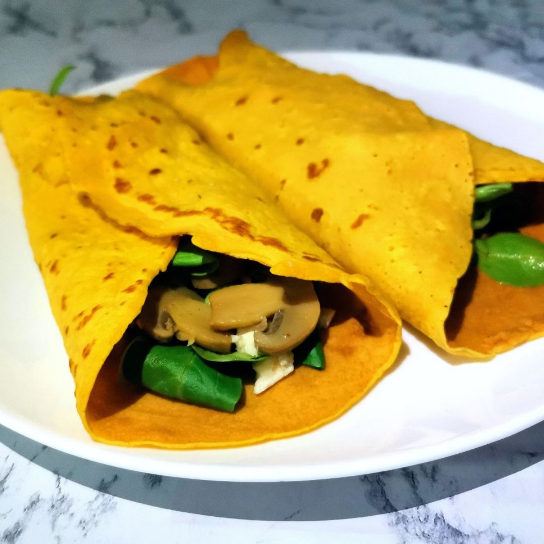 Crepes de calabaza rellenos Crepes de calabaza rellenos