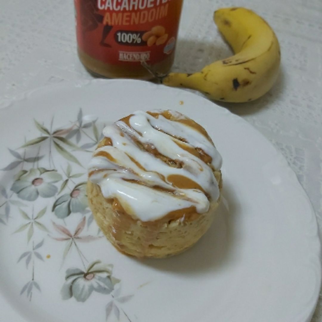 Mug cake de platano y crema de cacahuete
