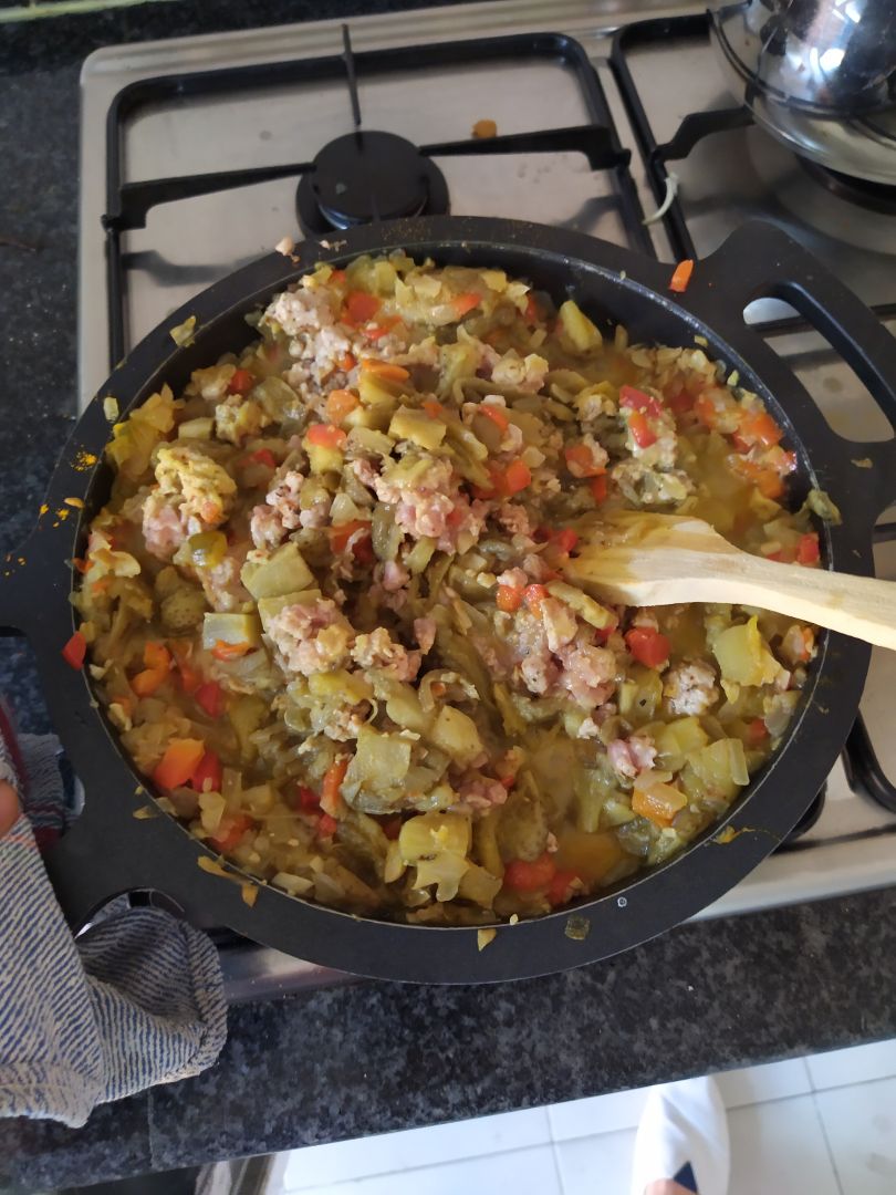 Berenjenas picantes rellenas de carne Paso 4 Berenjenas picantes rellenas de carne Paso 4