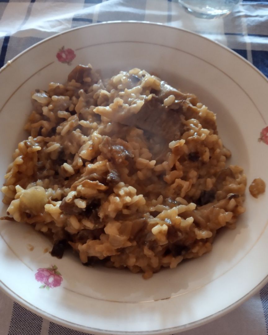Risotto con setas y berenjena Risotto con setas y berenjena