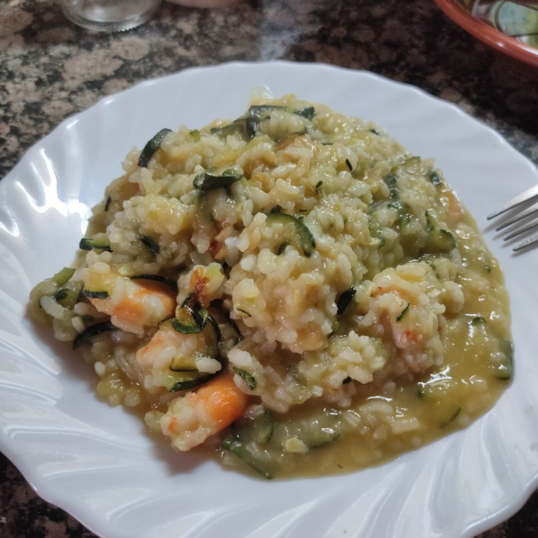 Risotto de calabacín y gambas Risotto de calabacín y gambas