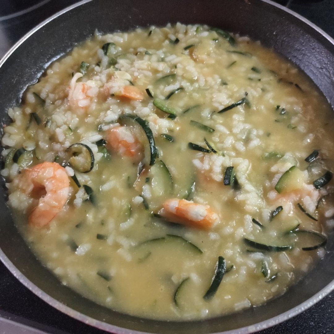 Risotto de calabacín y gambas Paso 7 Risotto de calabacín y gambas Paso 7