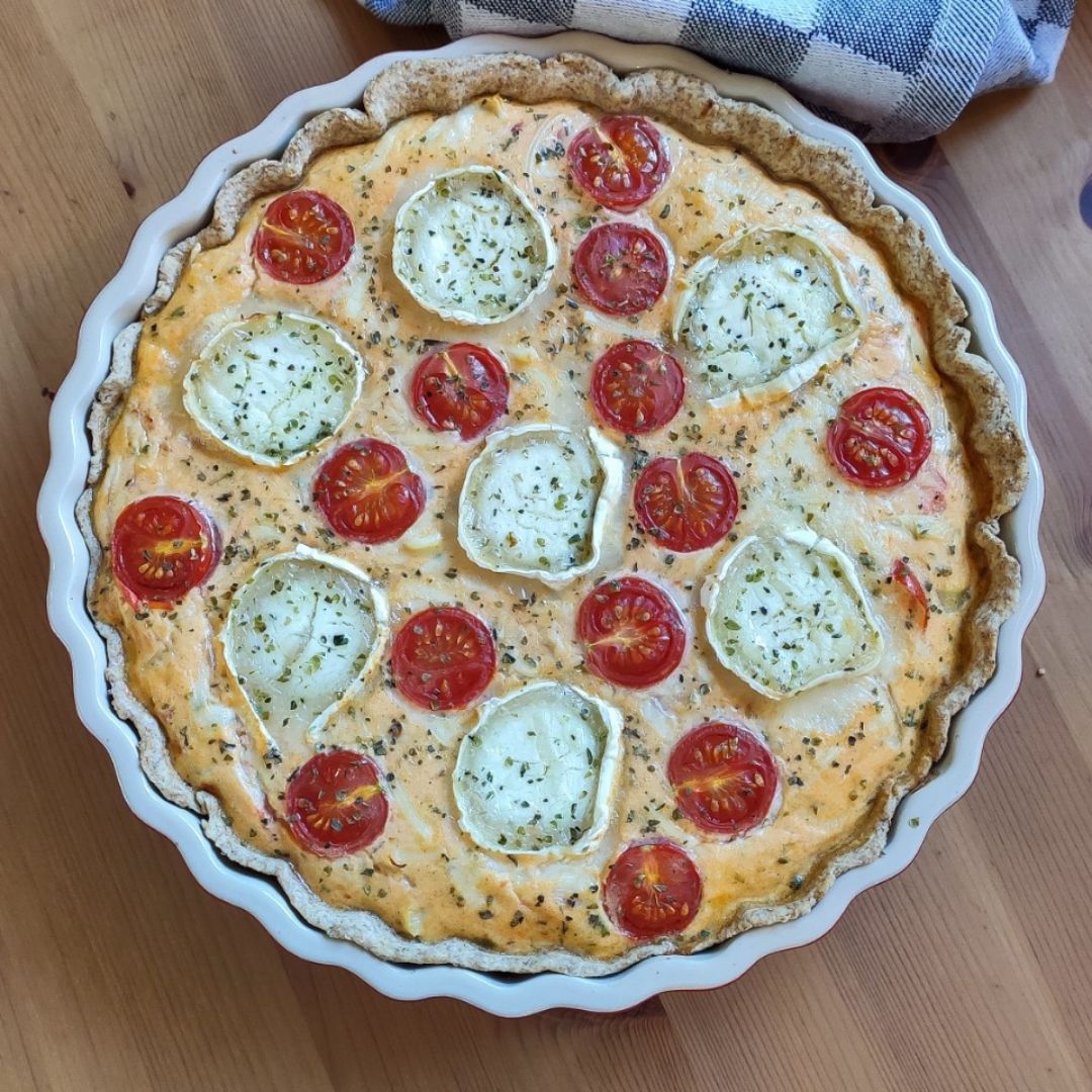 Quiche de queso de cabra y tomates cherry