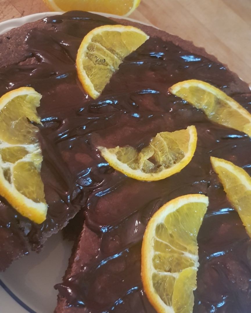 Tarta choco-naranja sin azucar