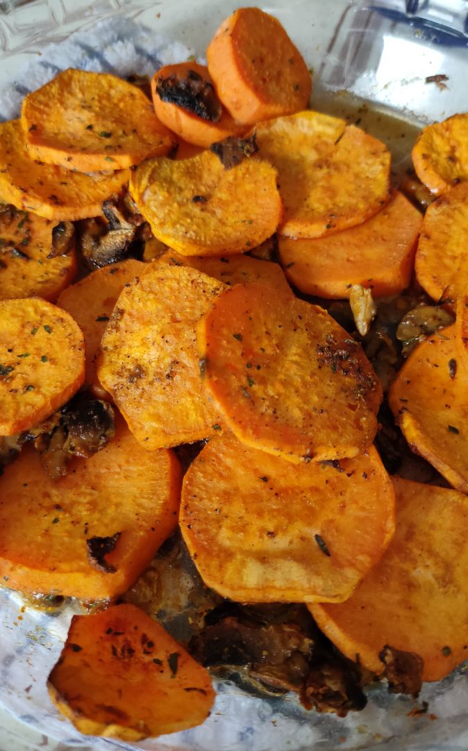 Batata con champiñones al horno Batata con champiñones al horno