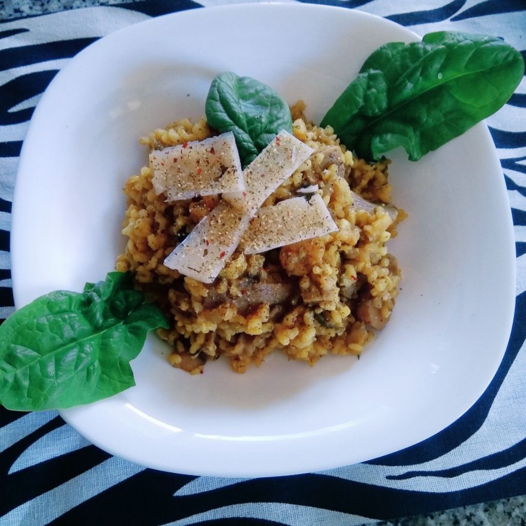 Risotto de setas y gambas