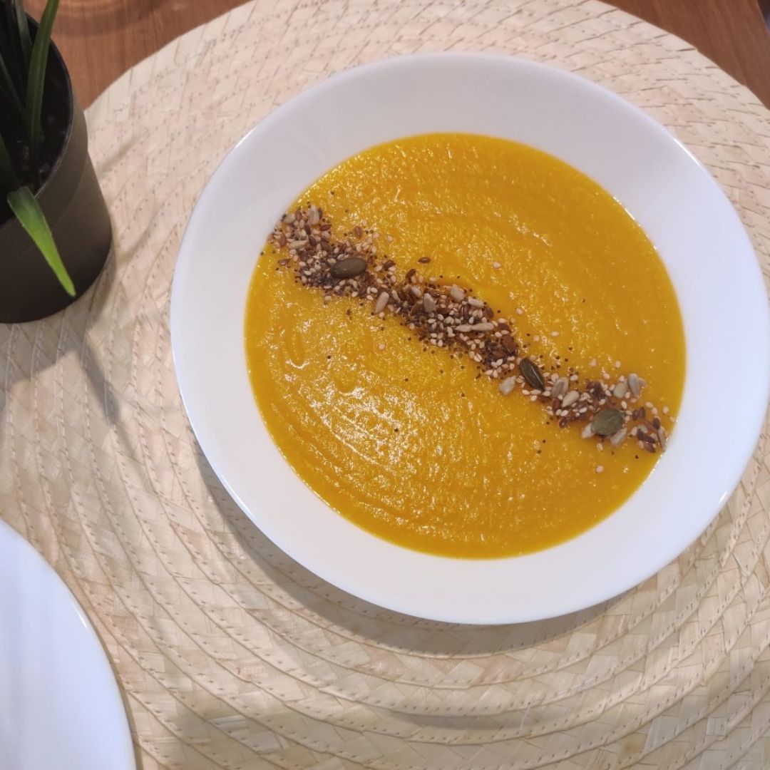 Crema de calabaza con toque de lima Crema de calabaza con toque de lima