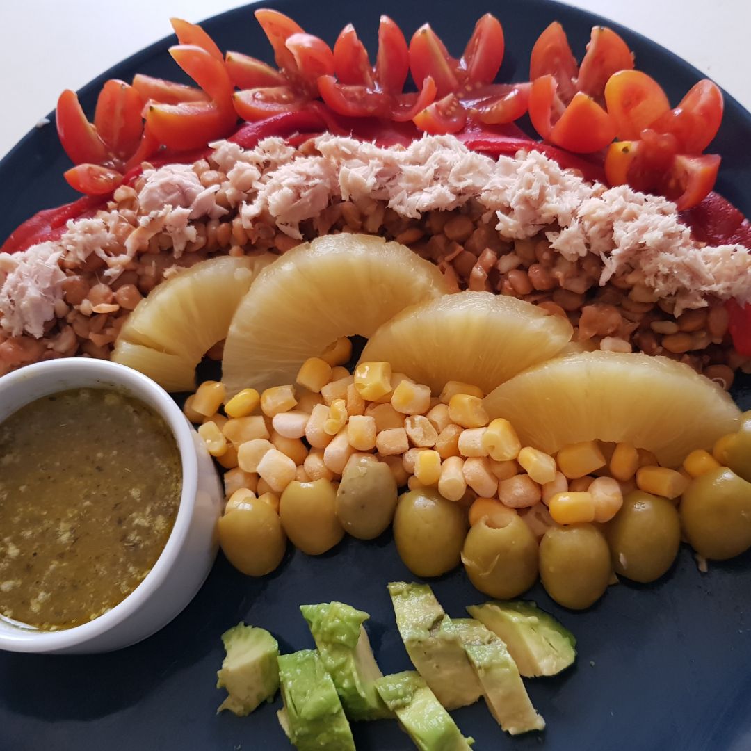 Ensalada de lentejas arco iris. Ensalada de lentejas arco iris.