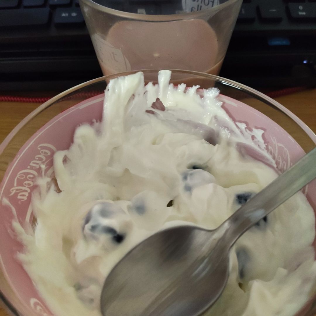 Yogur arándanos y yosoy avena cacao