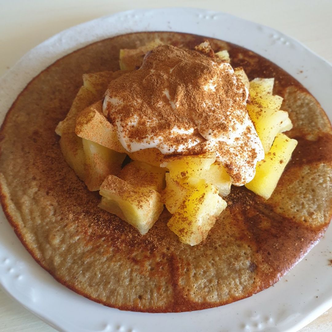 Tortitas de avena con manzana asada Tortitas de avena con manzana asada