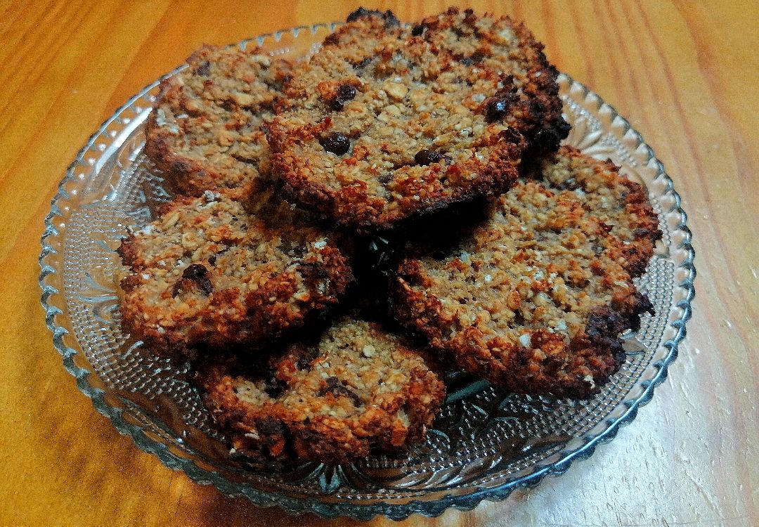 Galletas de avena, plátano y chocolate