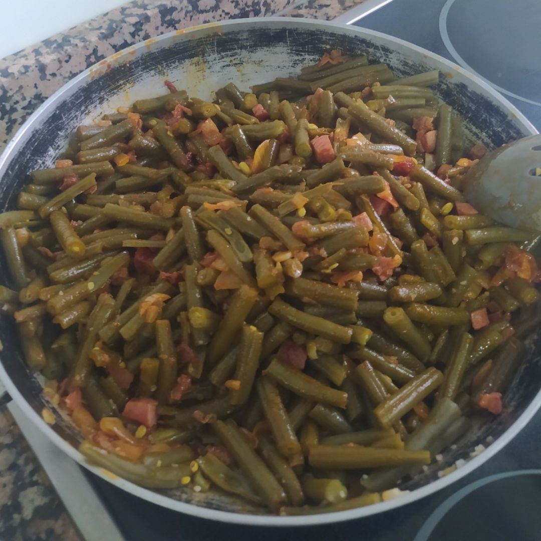 Judías Verdes con Jamón y huevo Judías Verdes con Jamón y huevo
