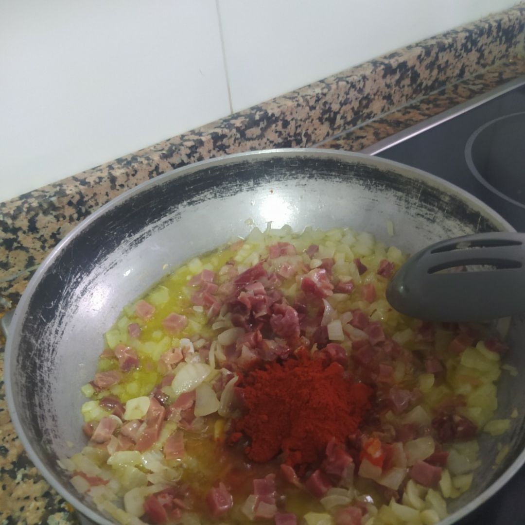 Judías Verdes con Jamón y huevo Paso 4 Judías Verdes con Jamón y huevo Paso 4