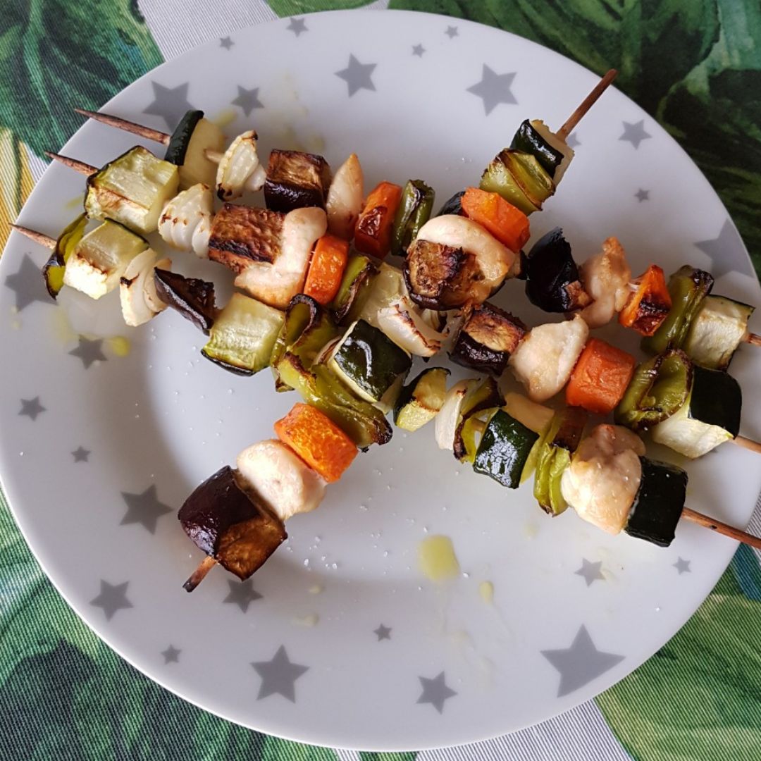 Pinchitos de verdura y pollo Pinchitos de verdura y pollo