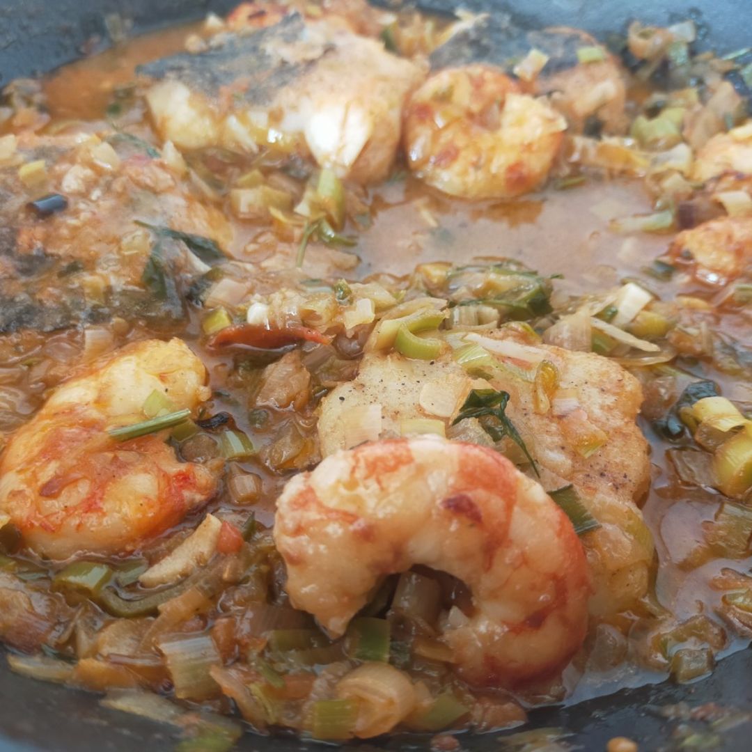Bacalao con gambas Paso 3 Bacalao con gambas Paso 3