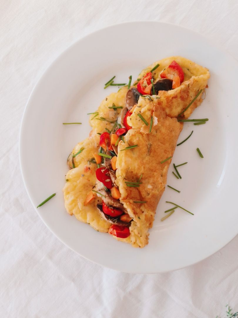 Tortilla francesa de queso 🧀 y cebollino Tortilla francesa de queso 🧀 y cebollino