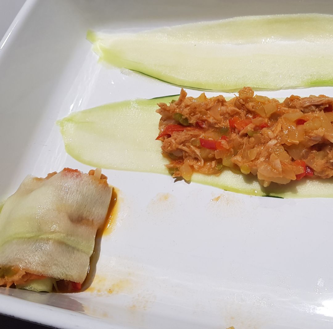 Canelones de calabacín rellenos de pisto y atún Paso 6 Canelones de calabacín rellenos de pisto y atún Paso 6