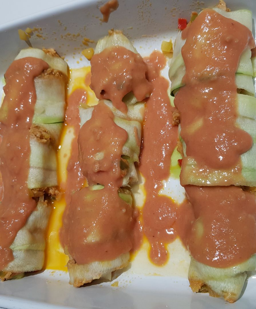 Canelones de calabacín rellenos de pisto y atún Paso 7 Canelones de calabacín rellenos de pisto y atún Paso 7