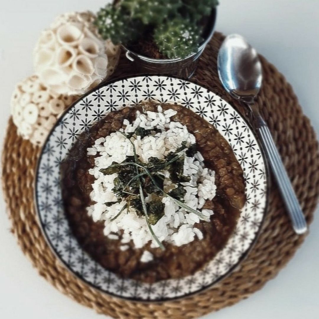 Lentejas con calabaza, boniato y verduras🍠🤤