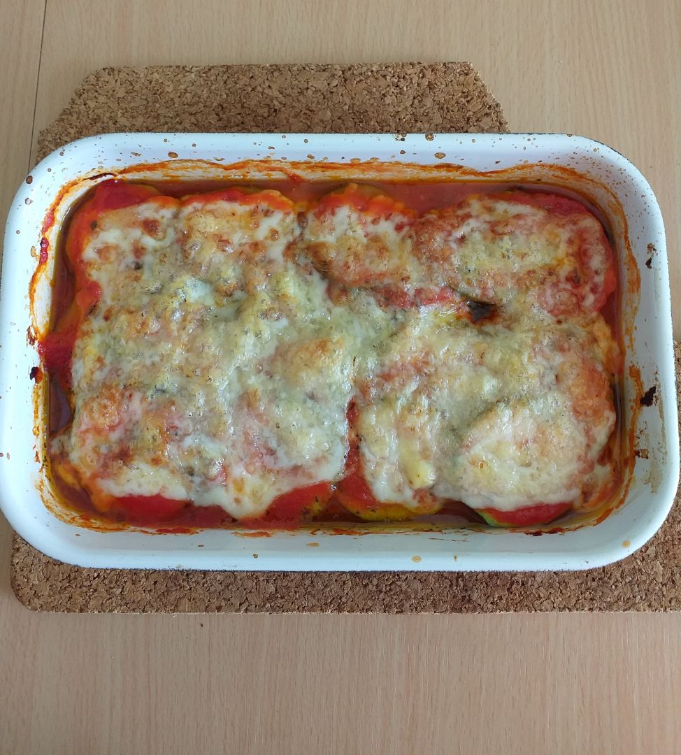Lasaña de calabacín y tomate