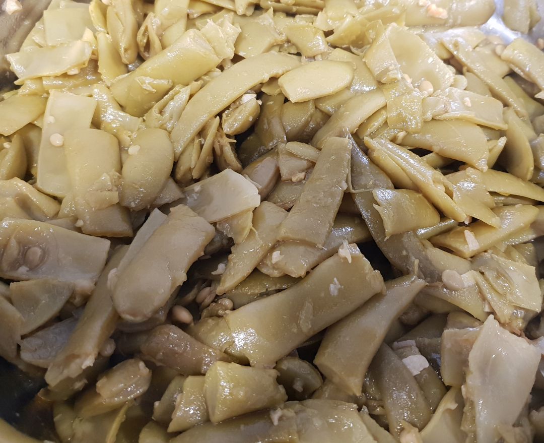 Vainas con huevo y patata cocida  Paso 4