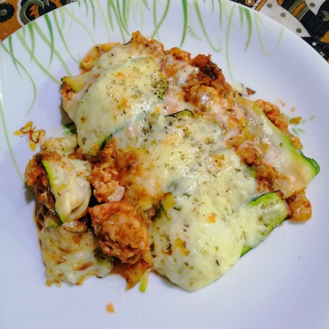 Falsa lasaña de calabacin y pavo Falsa lasaña de calabacin y pavo