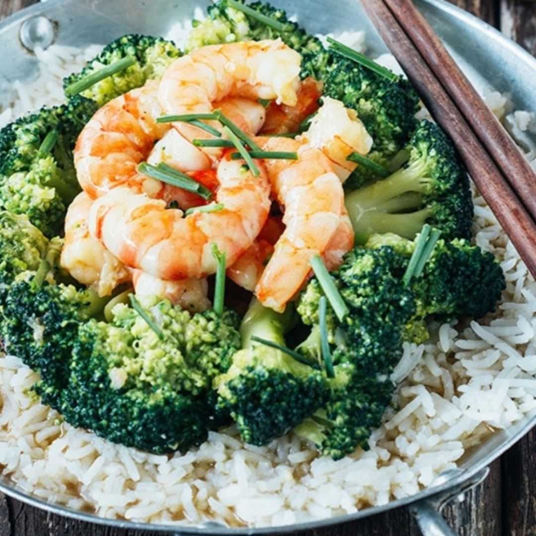 Arroz con brócoli y langostinos Arroz con brócoli y langostinos