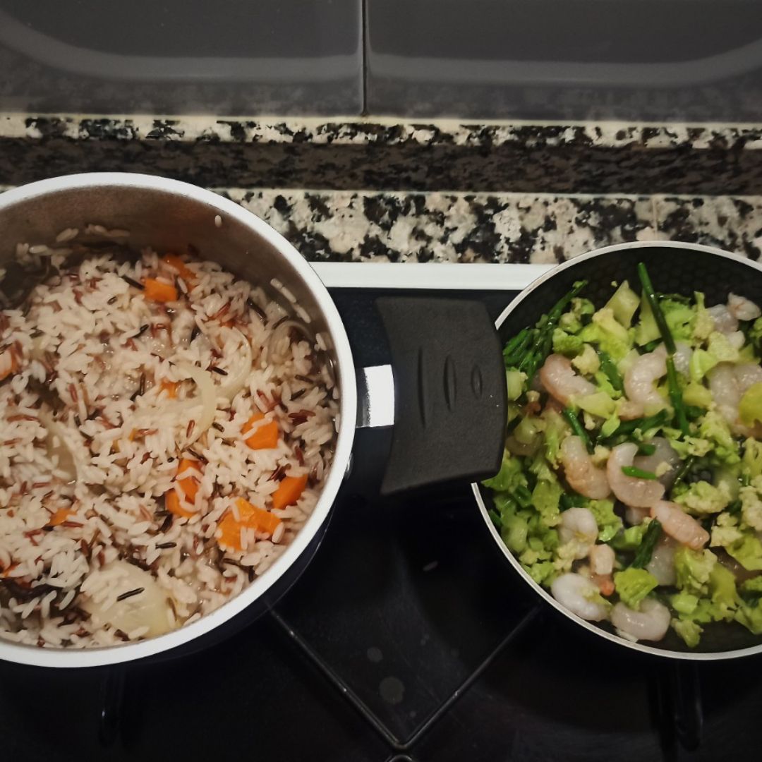 Arroz con verduras y 🍤 Paso 0
