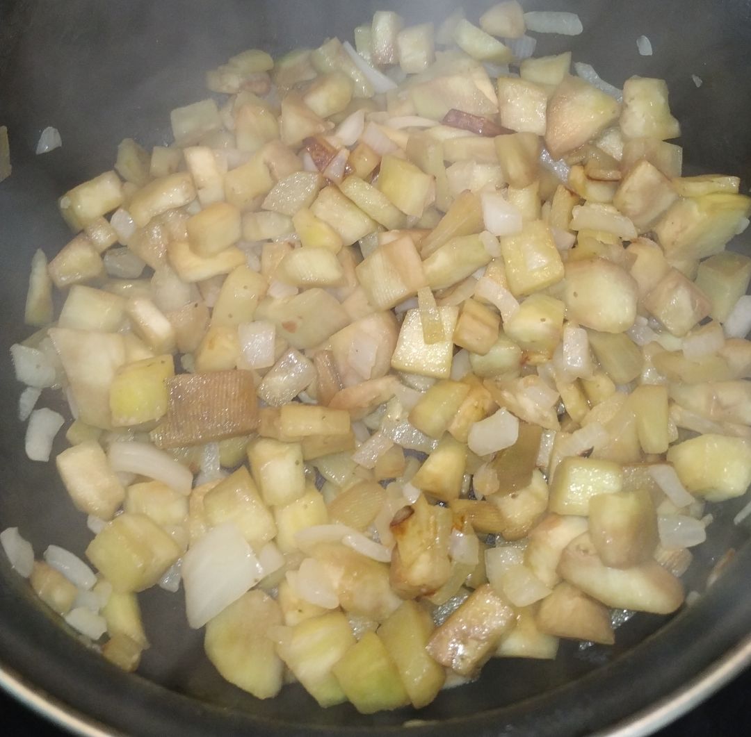 Ñoquis con berenjena y soja texturizada Paso 1 Ñoquis con berenjena y soja texturizada Paso 1
