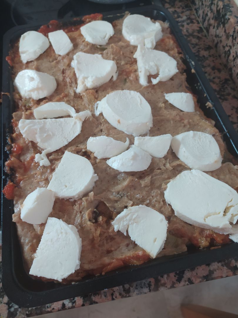 Lasaña de berenjena con bechamel de coliflorStep 0