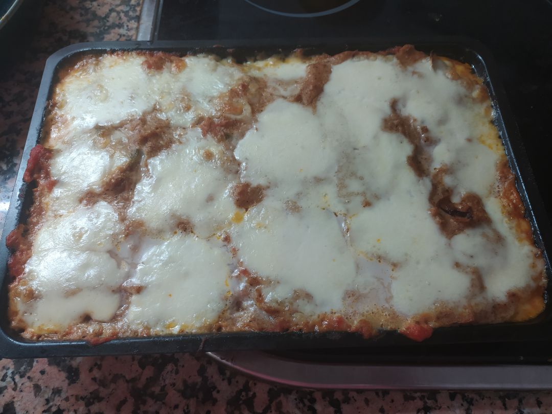 Lasaña de berenjena con bechamel de coliflorStep 0